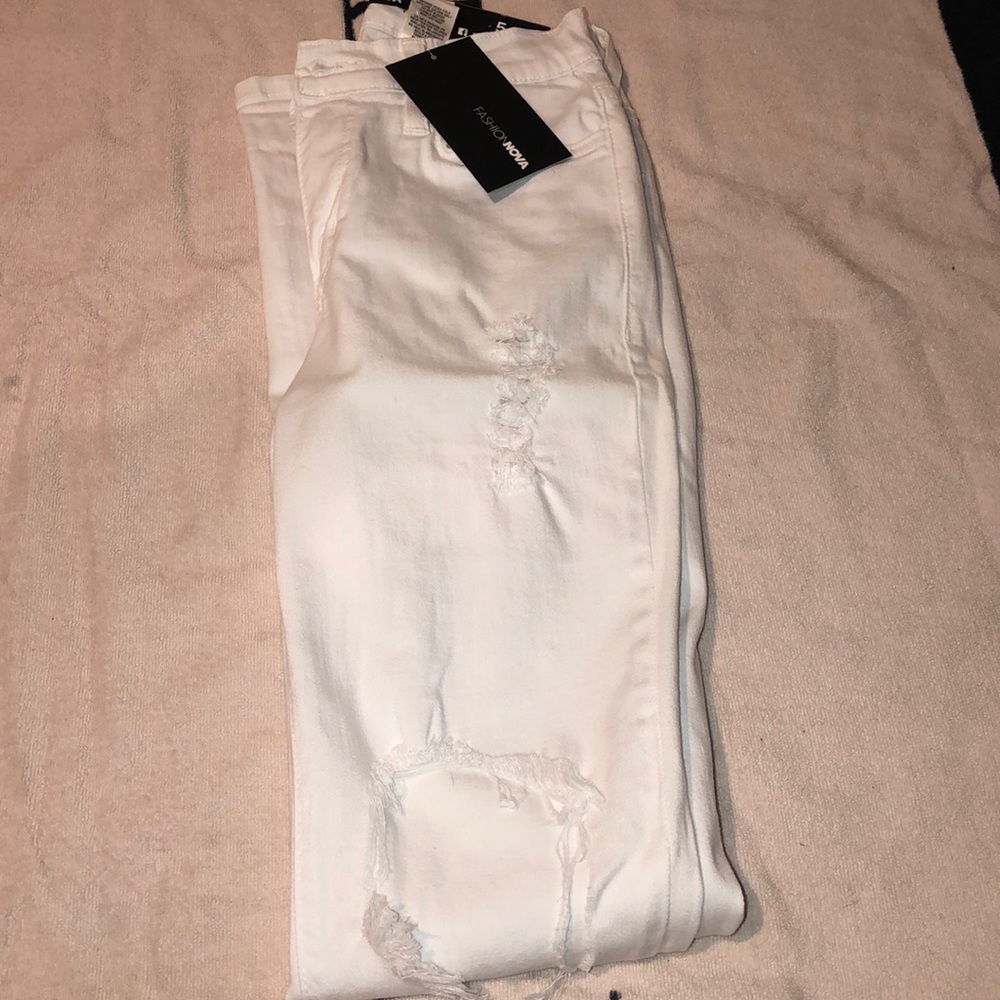 white glistening jeans